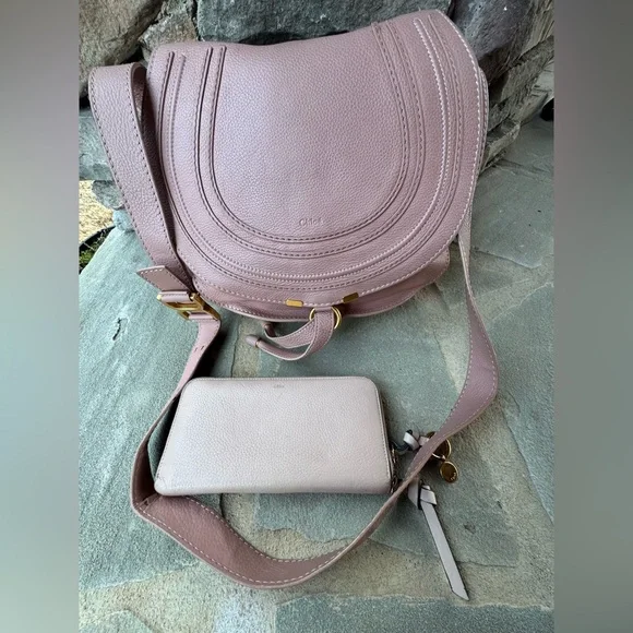 Chloe Marcie Crossbody Bag In Pink Anemone & Wallet Bundle